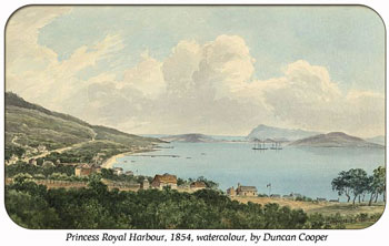 Princess Royal Harbour 1854. Painting by Duncan Cooper